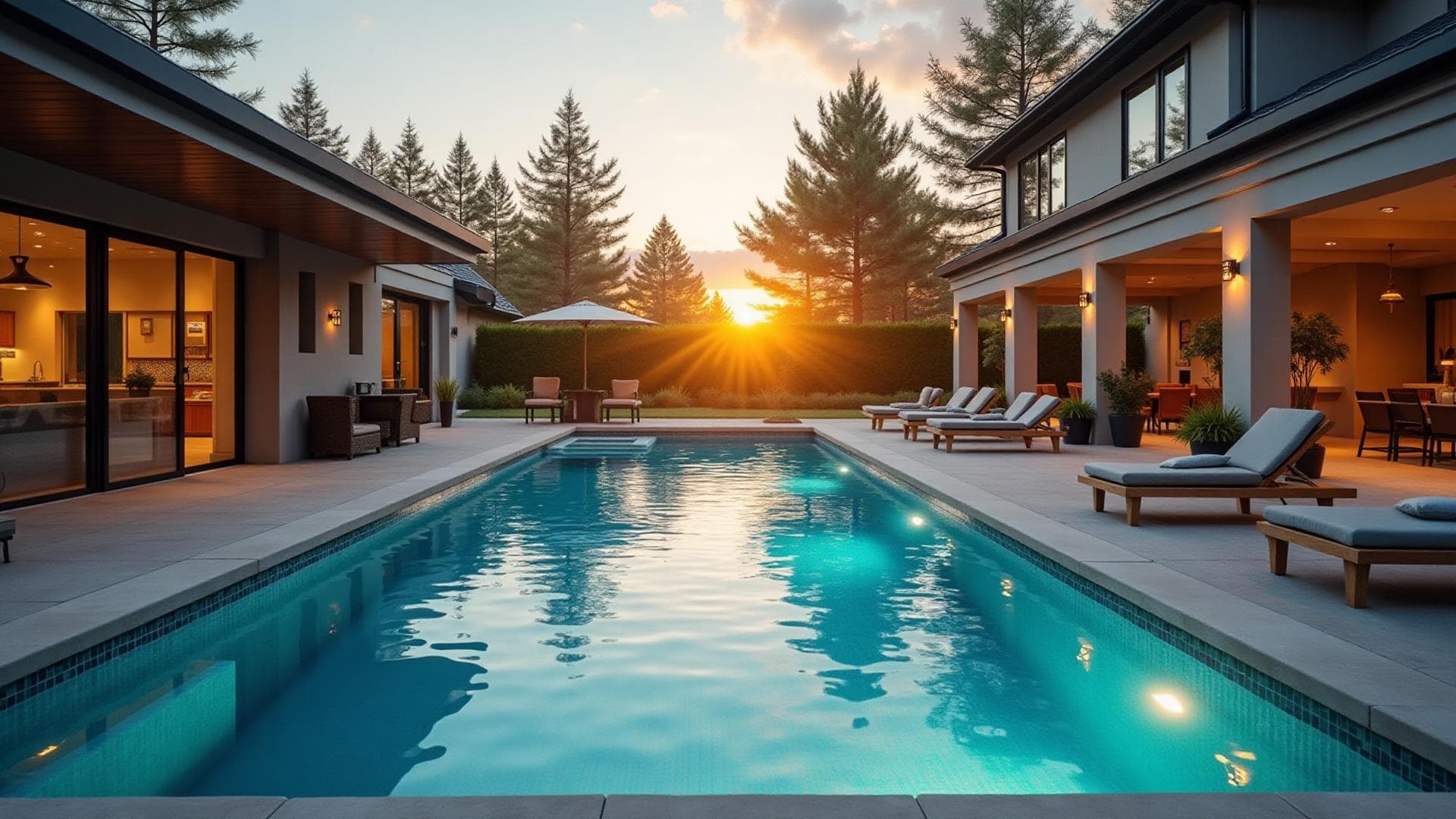 A sparkling backyard pool maintained by The Vinyl Gurus